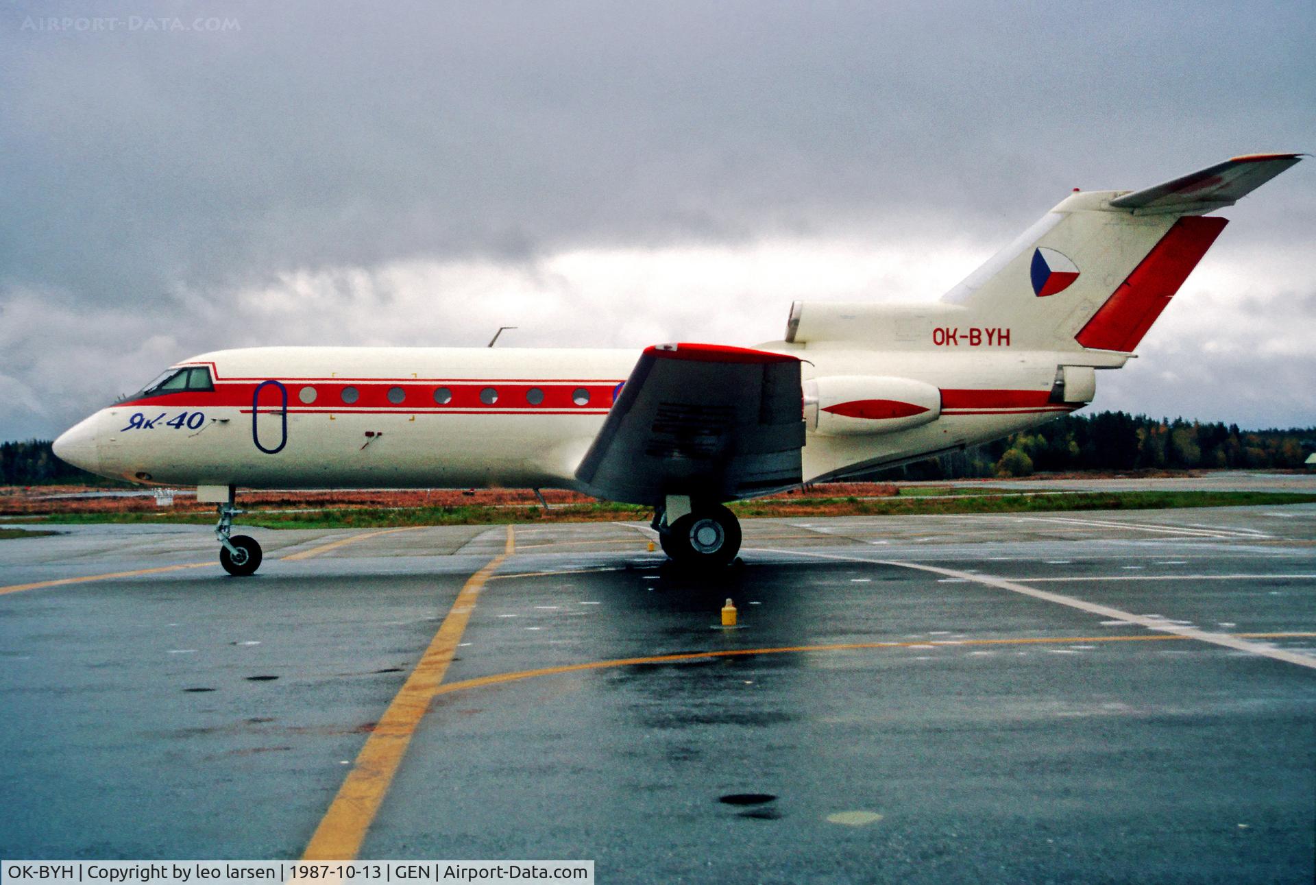 OK-BYH, 1973 Yakovlev Yak-40 C/N 9321128, Gardermoen Oslo Norway 13.10.87