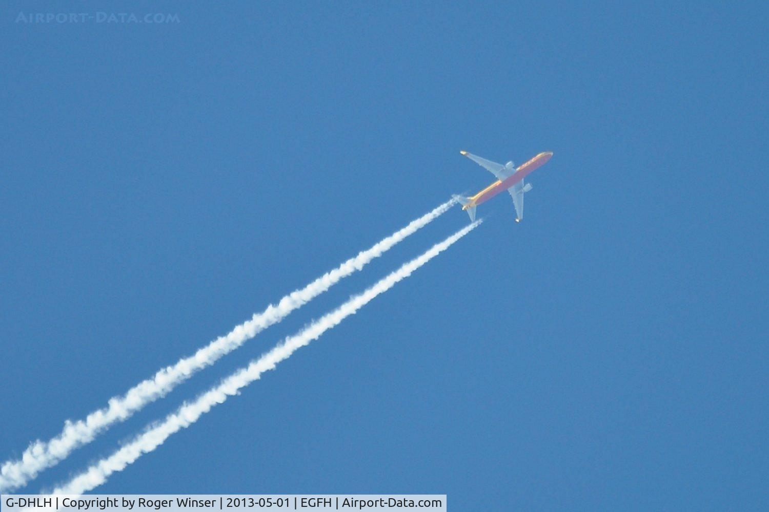 G-DHLH, 2012 Boeing 767-3JH/F/ER C/N 37808, DHL B763 eastbound at 35000 feet over Swansea Airport.