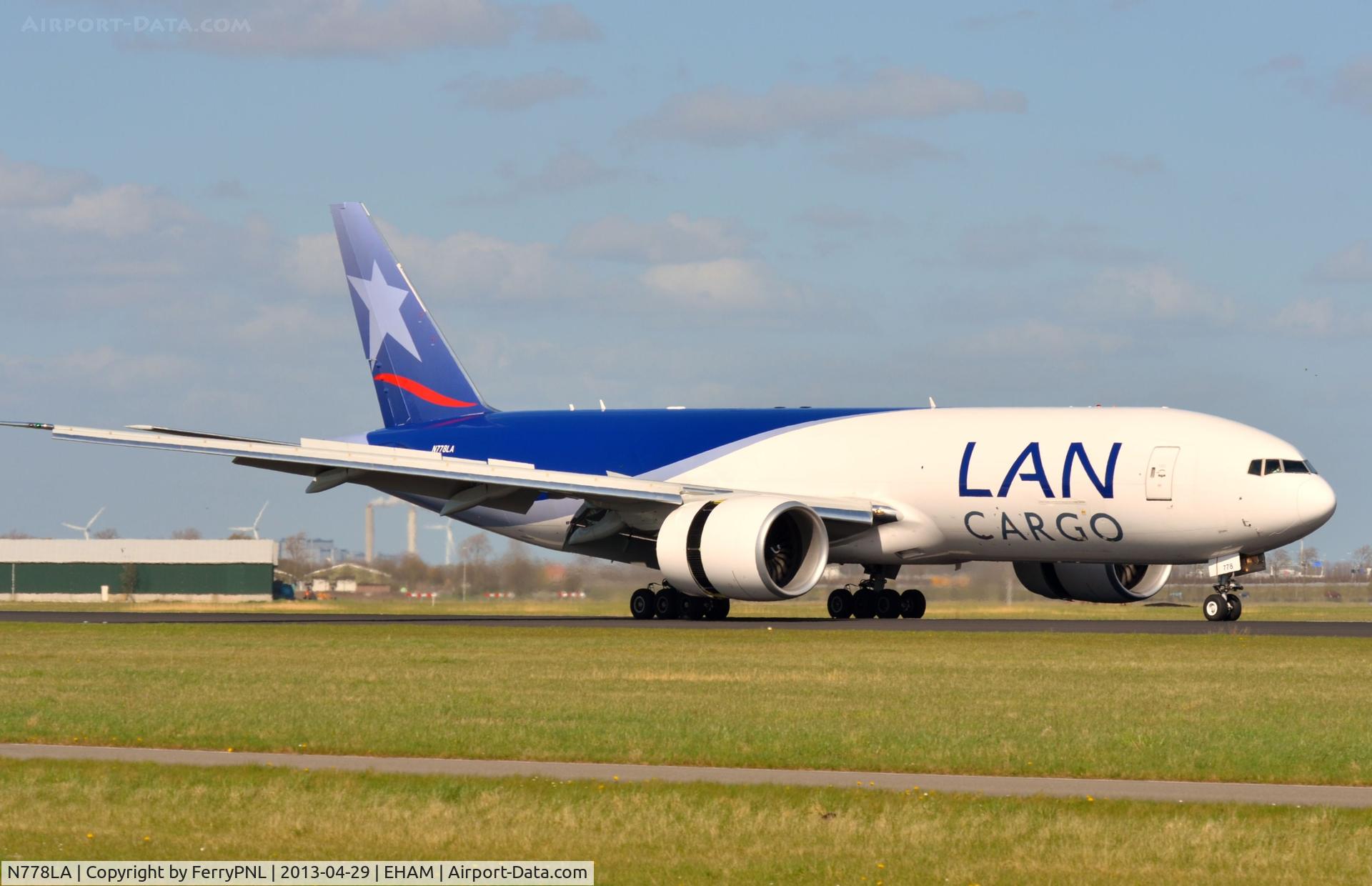 N778LA, 2012 Boeing 777-F6N C/N 41518, LAN B772 freighter landing in AMS