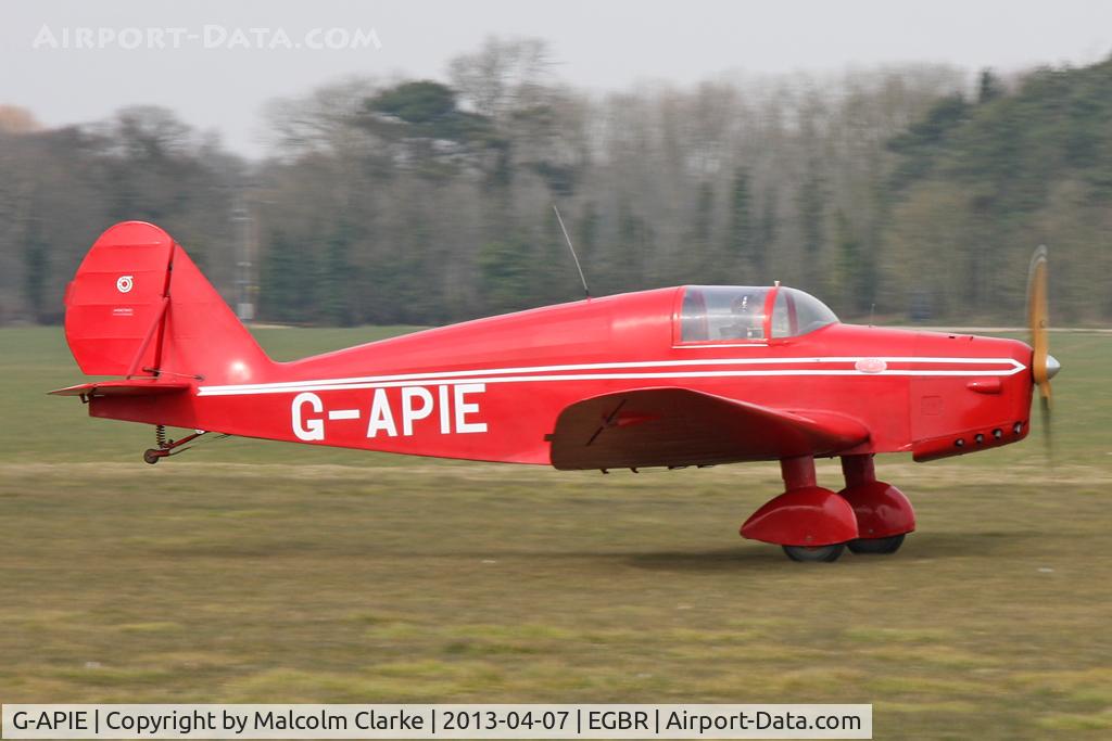G-APIE, 1958 Tipsy Belfair C/N 535, Tipsy Belfair at The Real Aeroplane Club's Spring Fly-In, Breighton Airfield, April 2013.