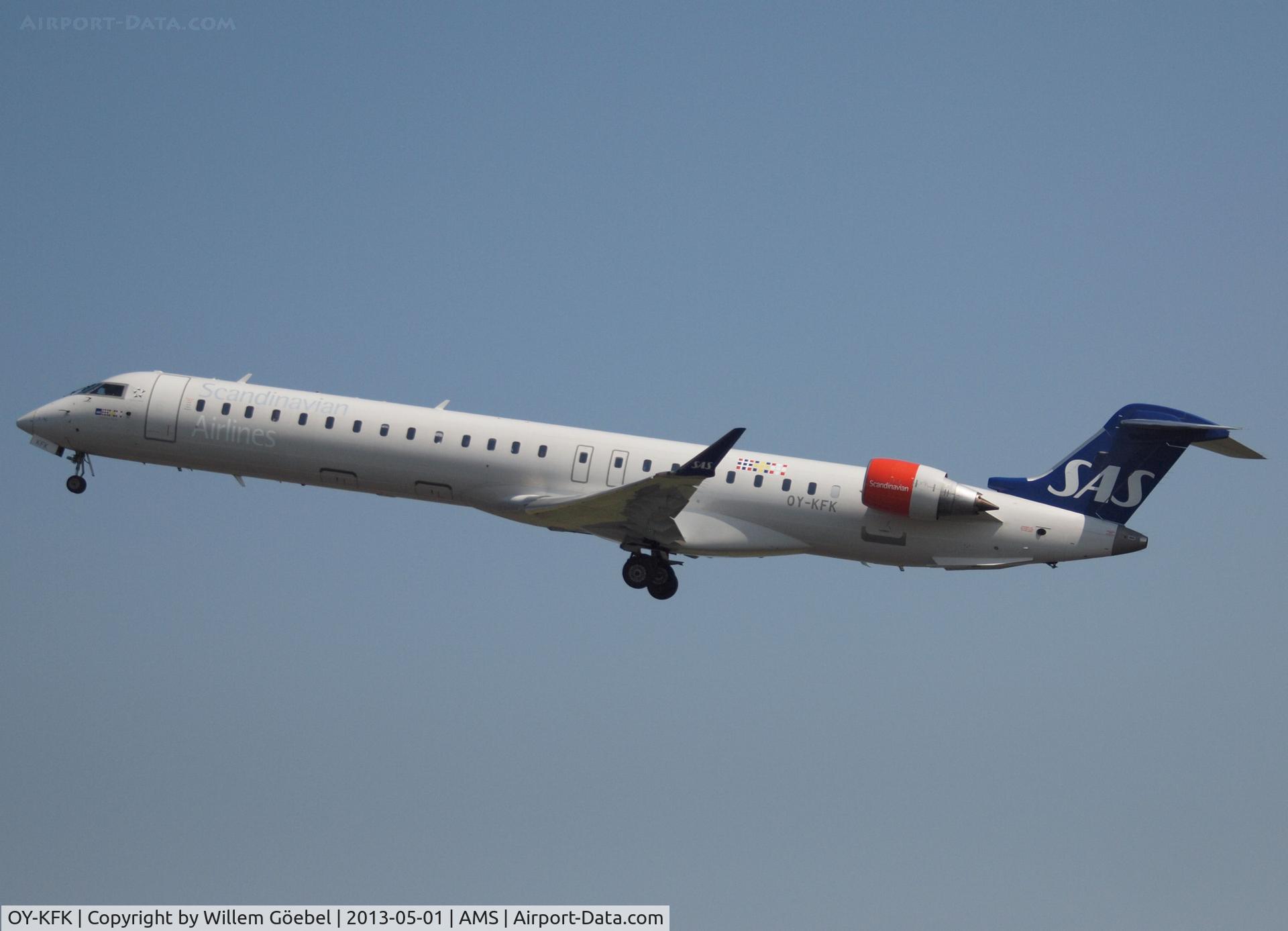 OY-KFK, 2009 Bombardier CRJ-900 (CL-600-2D24) C/N 15244, Take off from runway 36L of Schiphol Airport