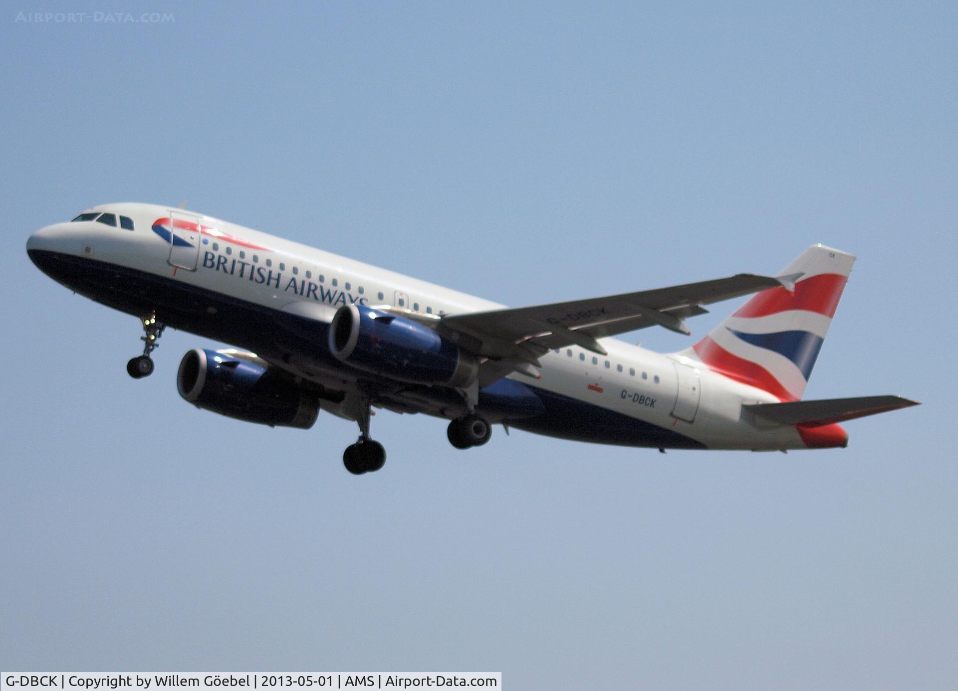 G-DBCK, 2007 Airbus A319-131 C/N 3049, Take off from runway 36L of Schiphol Airport( Now in B.A. Colours)