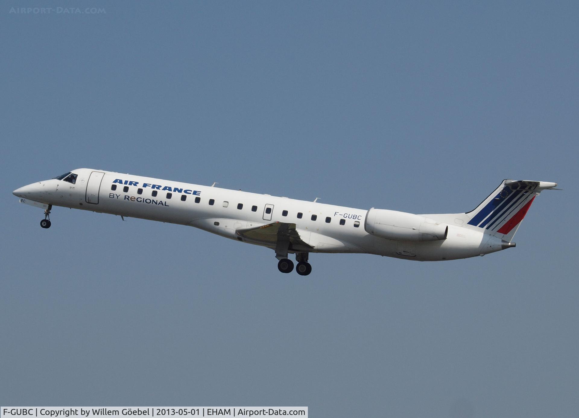 F-GUBC, 2002 Embraer ERJ-145LR (EMB-145LR) C/N 145556, Take off from runway 36L of Schiphol Airport