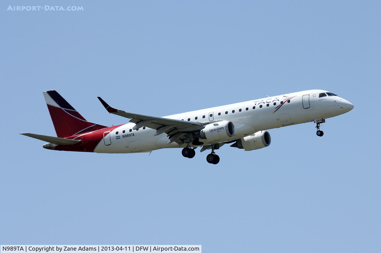 N989TA, 2011 Embraer 190AR (ERJ-190-100IGW) C/N 19000482, Landing at DFW Airport