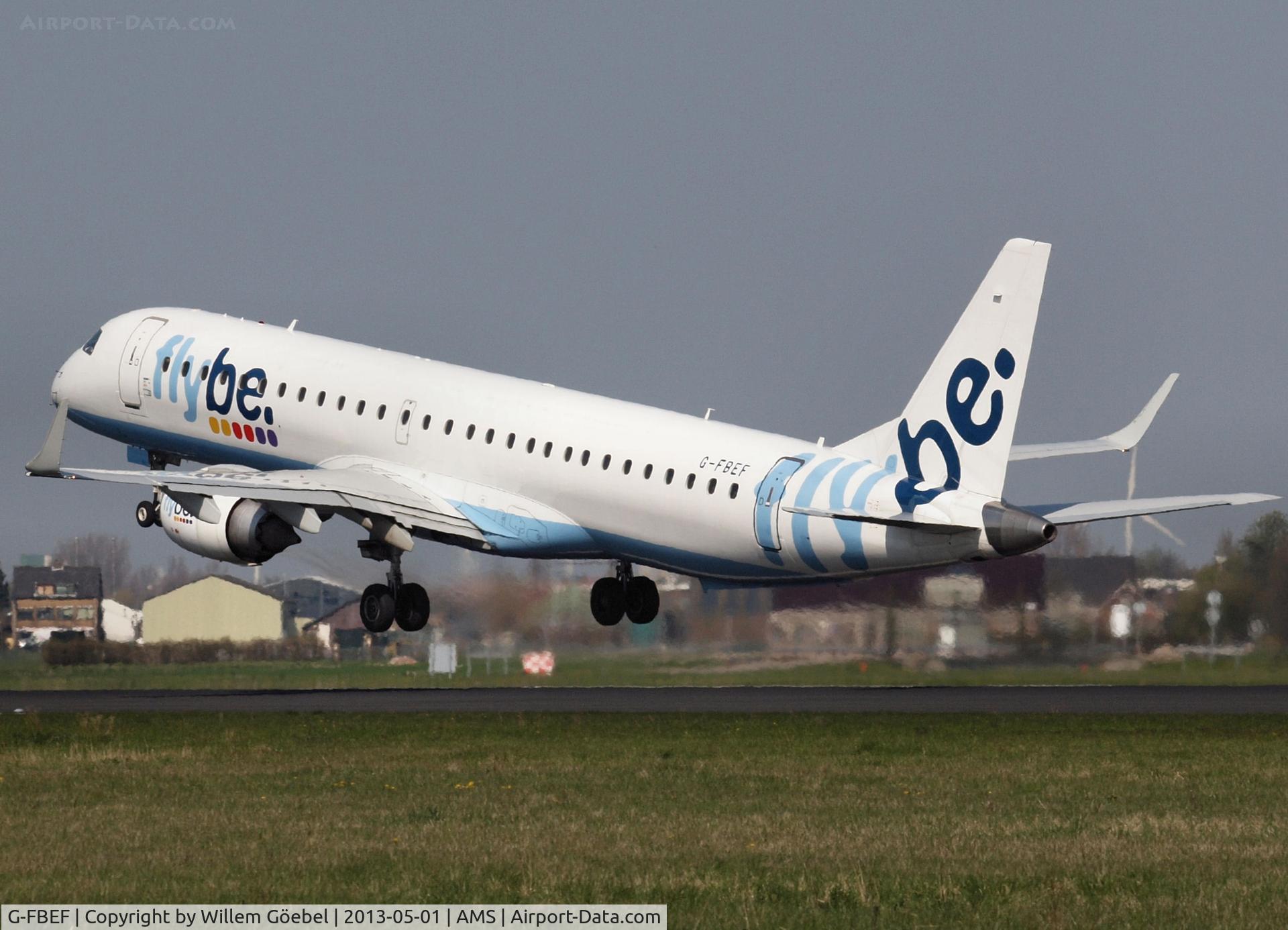 G-FBEF, 2007 Embraer 195LR (ERJ-190-200LR) C/N 19000104, Take off from runway 36L of Schiphol Airport