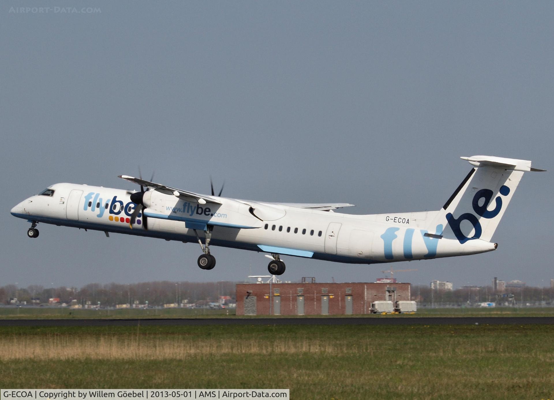G-ECOA, 2007 De Havilland Canada DHC-8-402Q Dash 8 C/N 4180, Take off from runway 36L of Schiphol Airport