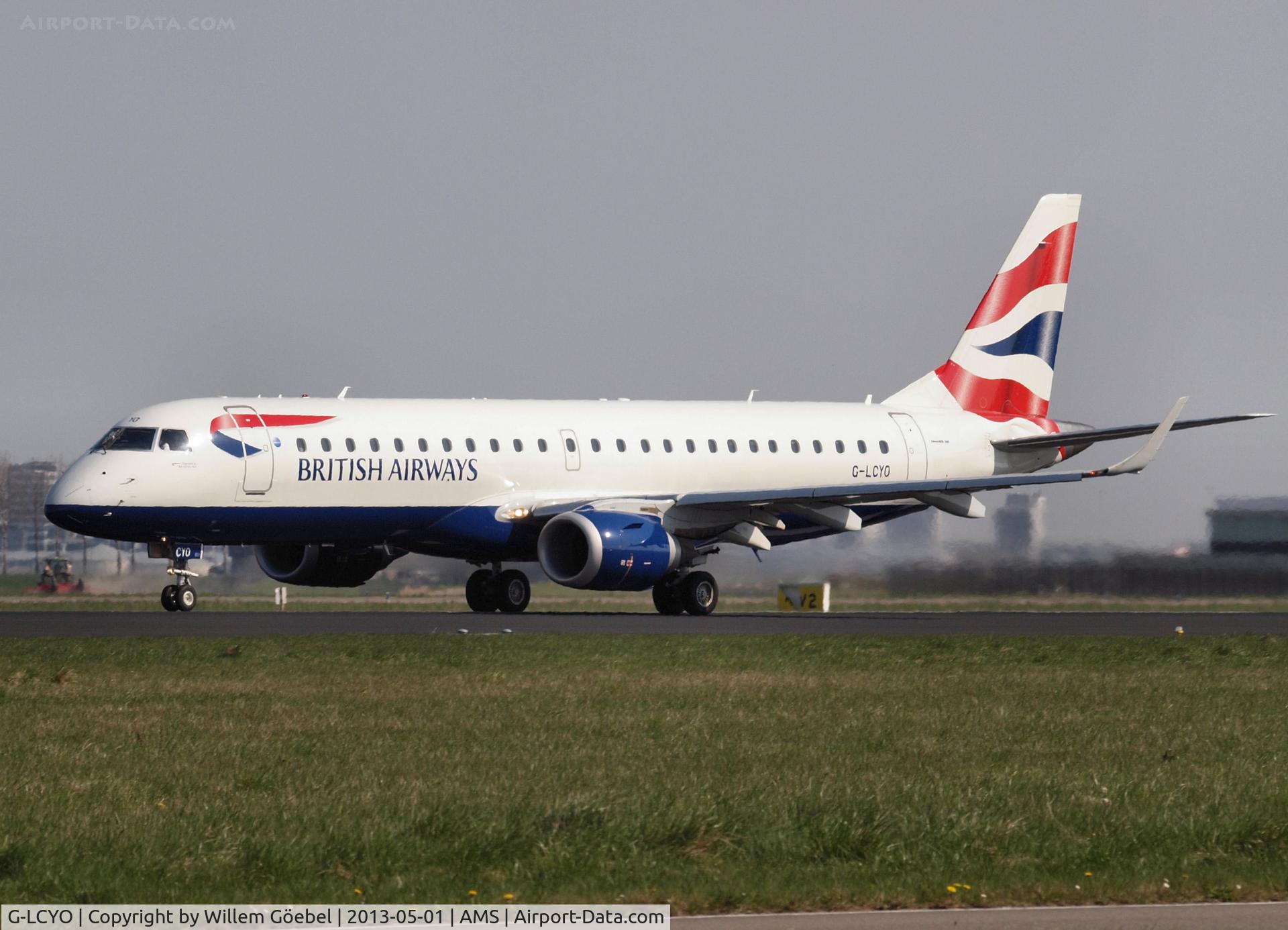 G-LCYO, 2011 Embraer 190SR (ERJ-190-100SR) C/N 19000430, Take off from runway 36L of Schiphol Airport