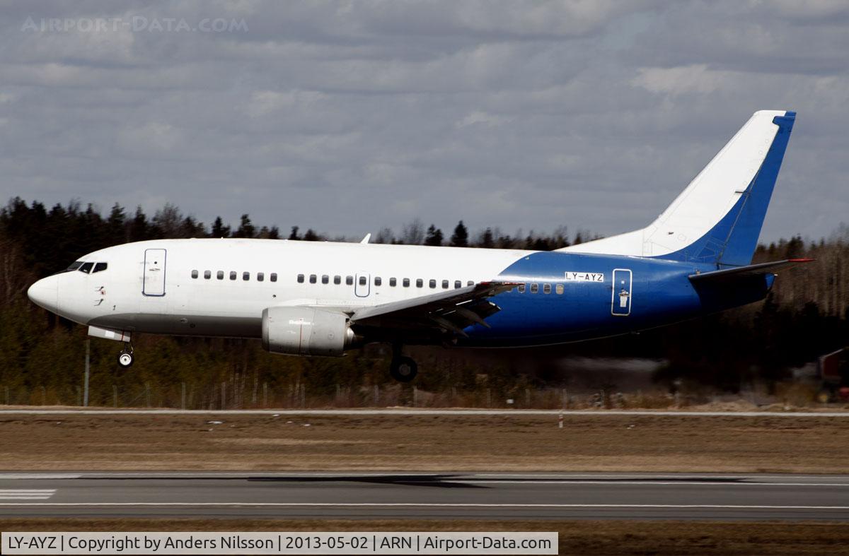 LY-AYZ, 1992 Boeing 737-548 C/N 25739, Landing on runway 26.