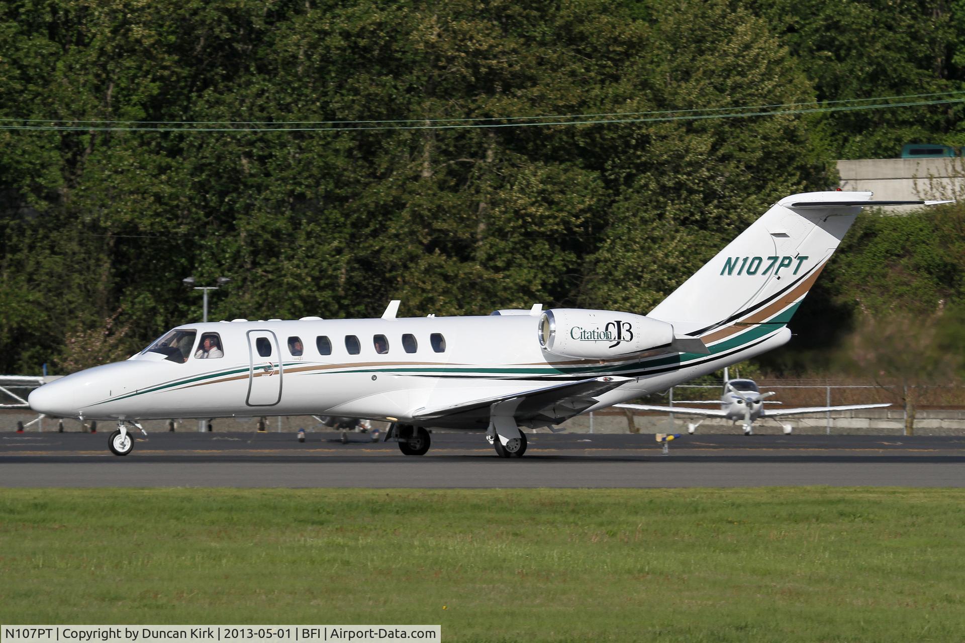 N107PT, 2006 Cessna 525B CitationJet CJ3 C/N 525B0127, Departing BFI