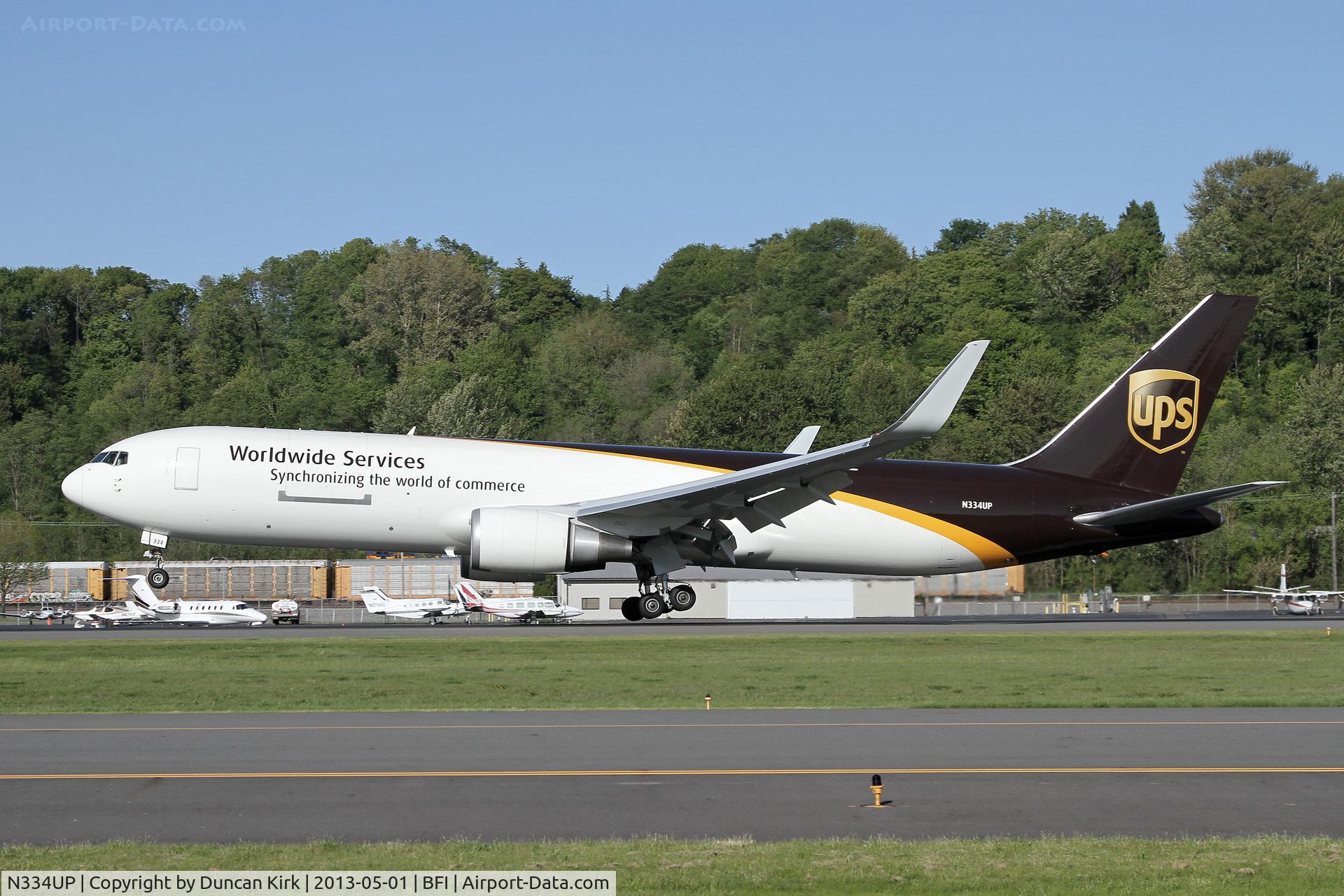 N334UP, 2001 Boeing 767-34AF C/N 32844, UPS uses BFI as their Seattle hub