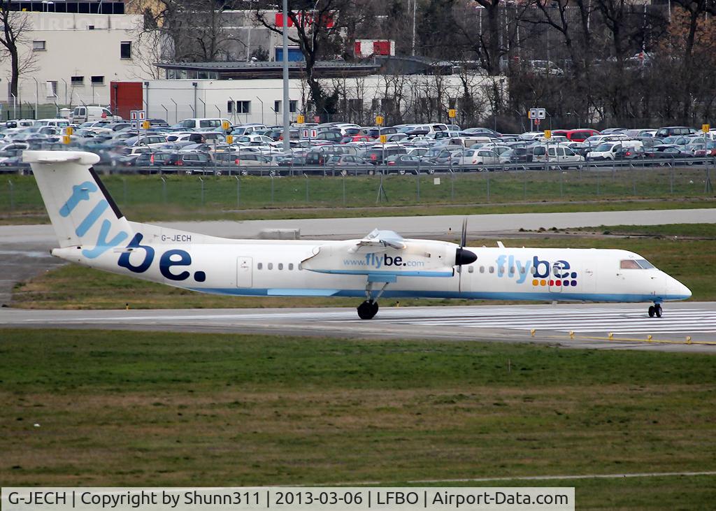G-JECH, 2005 De Havilland Canada DHC-8-402Q Dash 8 C/N 4103, Lining up rwy 14L for departure...