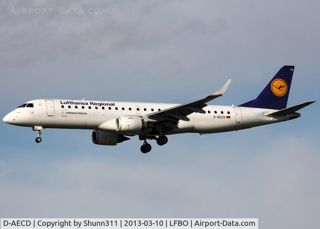 D-AECD, 2010 Embraer 190LR (ERJ-190-100LR) C/N 19000337, Landing rwy 14R