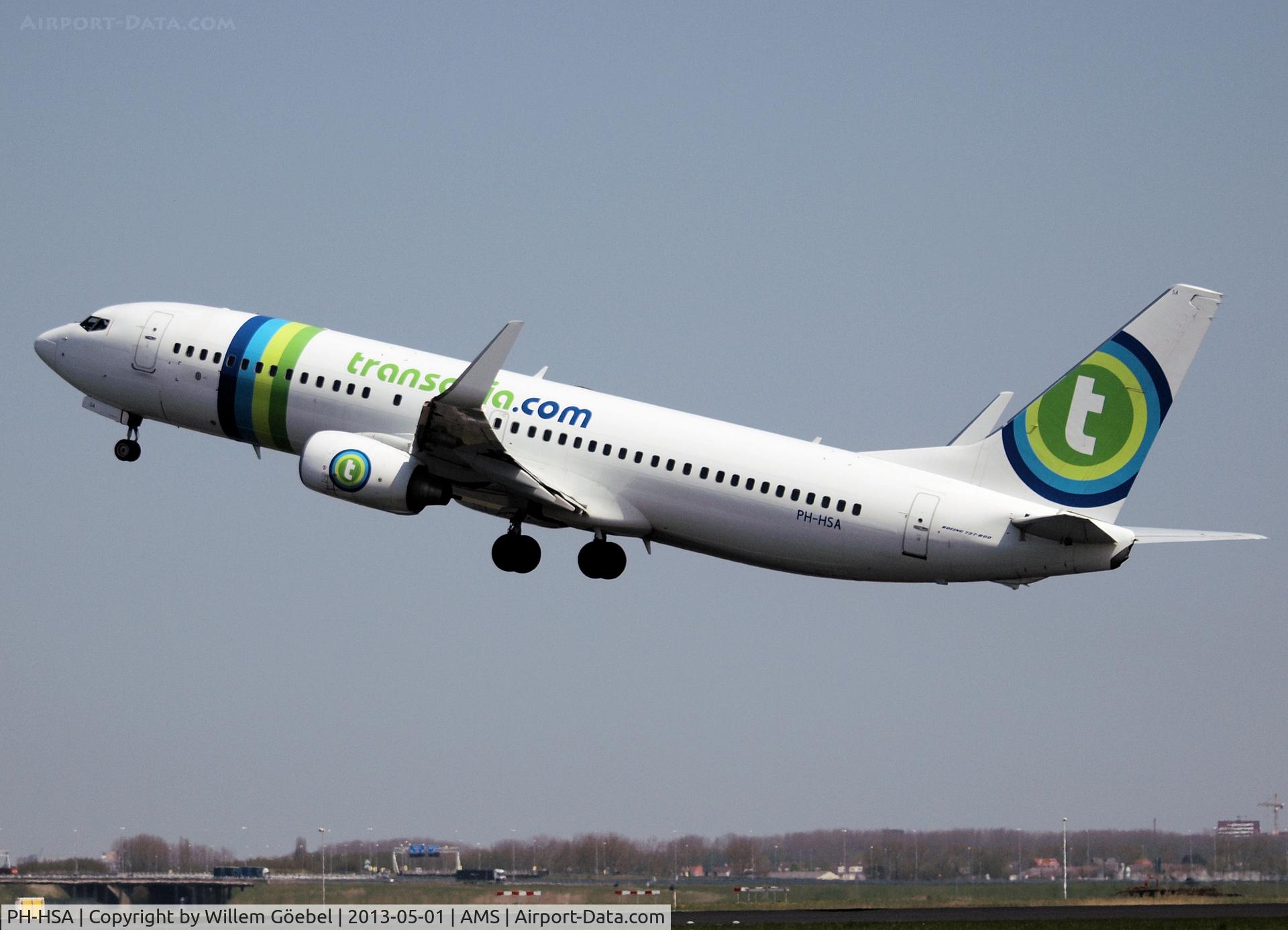 PH-HSA, 2009 Boeing 737-8K2 C/N 34171, Take off from runway 36L of Schiphol Airport