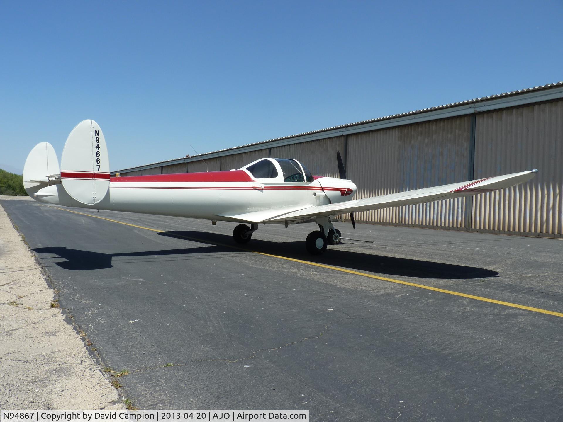 N94867, 1948 Erco 415E Ercoupe C/N 4991, at Corona Municipal, CA - Hi Mary Jo, it was great to meet you. The Brit !