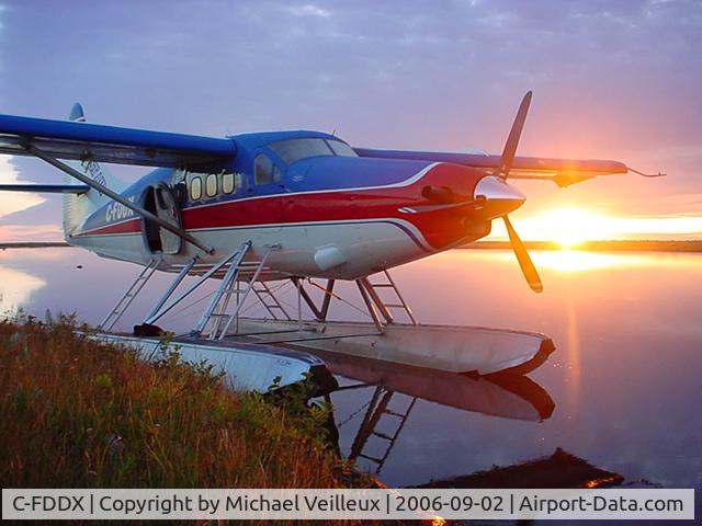C-FDDX, 1956 De Havilland Canada DHC-3 Otter C/N 165, Aircraft put to bed on Winisk River at old Winisk Settlement