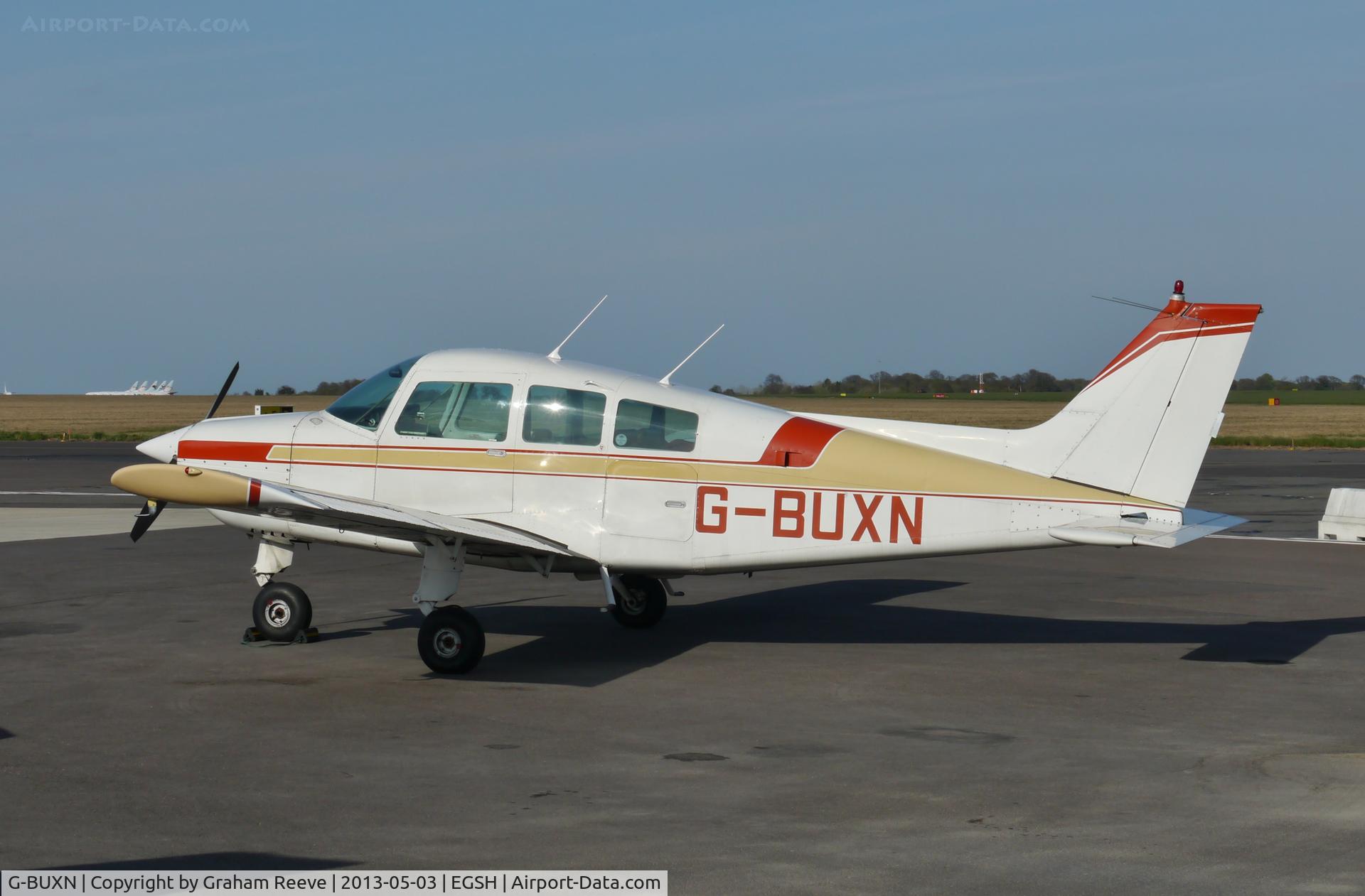 G-BUXN, 1976 Beech C23 Sundowner 180 Sundowner 180 C/N M-1752, Parked at Norwich.