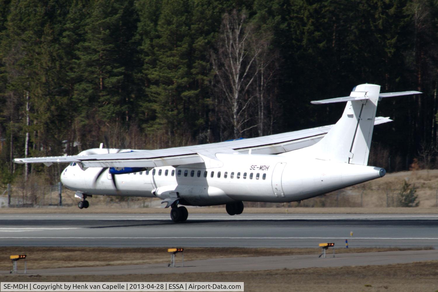 SE-MDH, 2010 ATR 72-212A C/N 917, ATR 72-500, operated by Braathens Regional,  touching down in a bit of side wind at Stockholm Arlanda airport, Sweden.