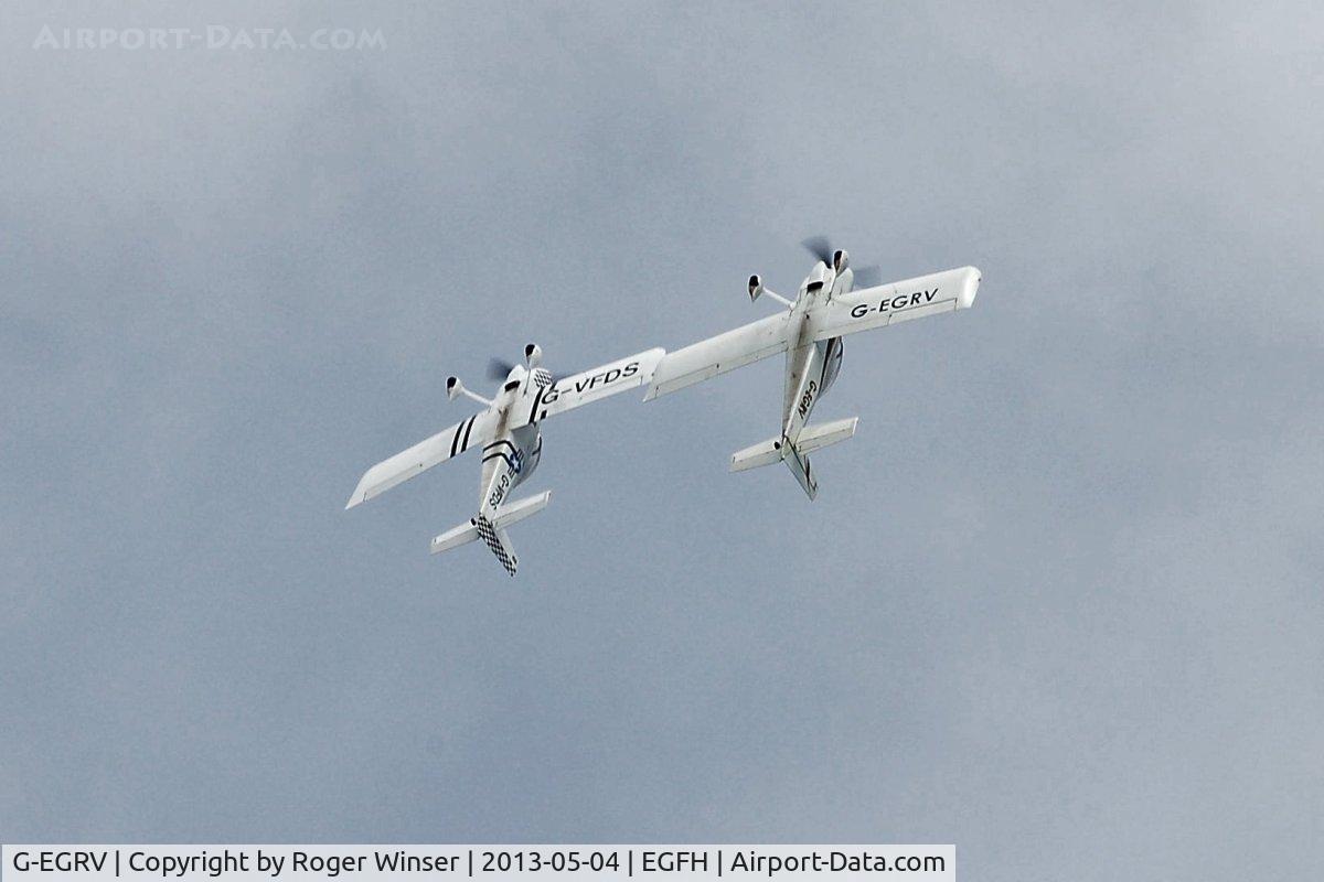 G-EGRV, 2007 Vans RV-8 C/N PFA 303-13639, Resident Vans-RV-8s in formation aerobatics practice. G-VFDS leading G-EGRV.