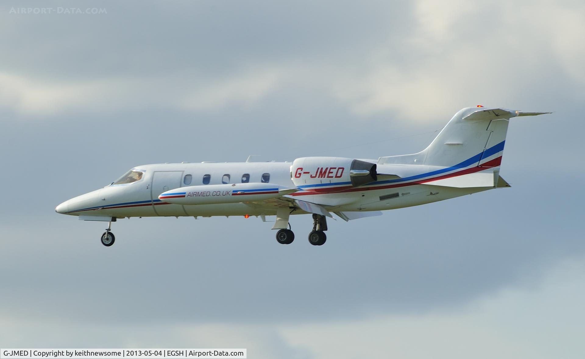 G-JMED, 1992 Learjet 35A C/N 35A-671, Evening arrival.