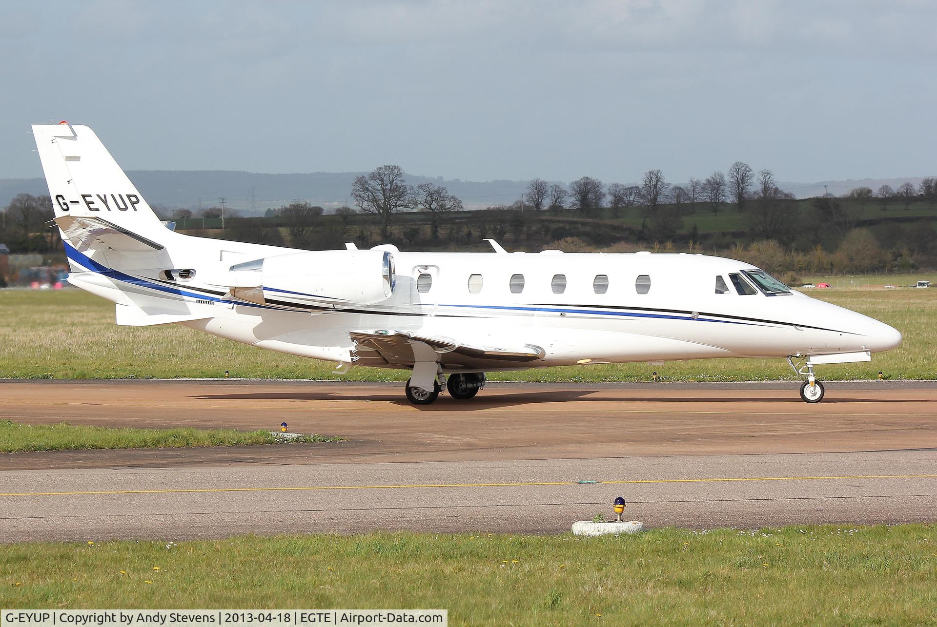 G-EYUP, 2012 Cessna 560XL Citation XLS+ C/N 560-6116, Taxing off Bravo to park on the D