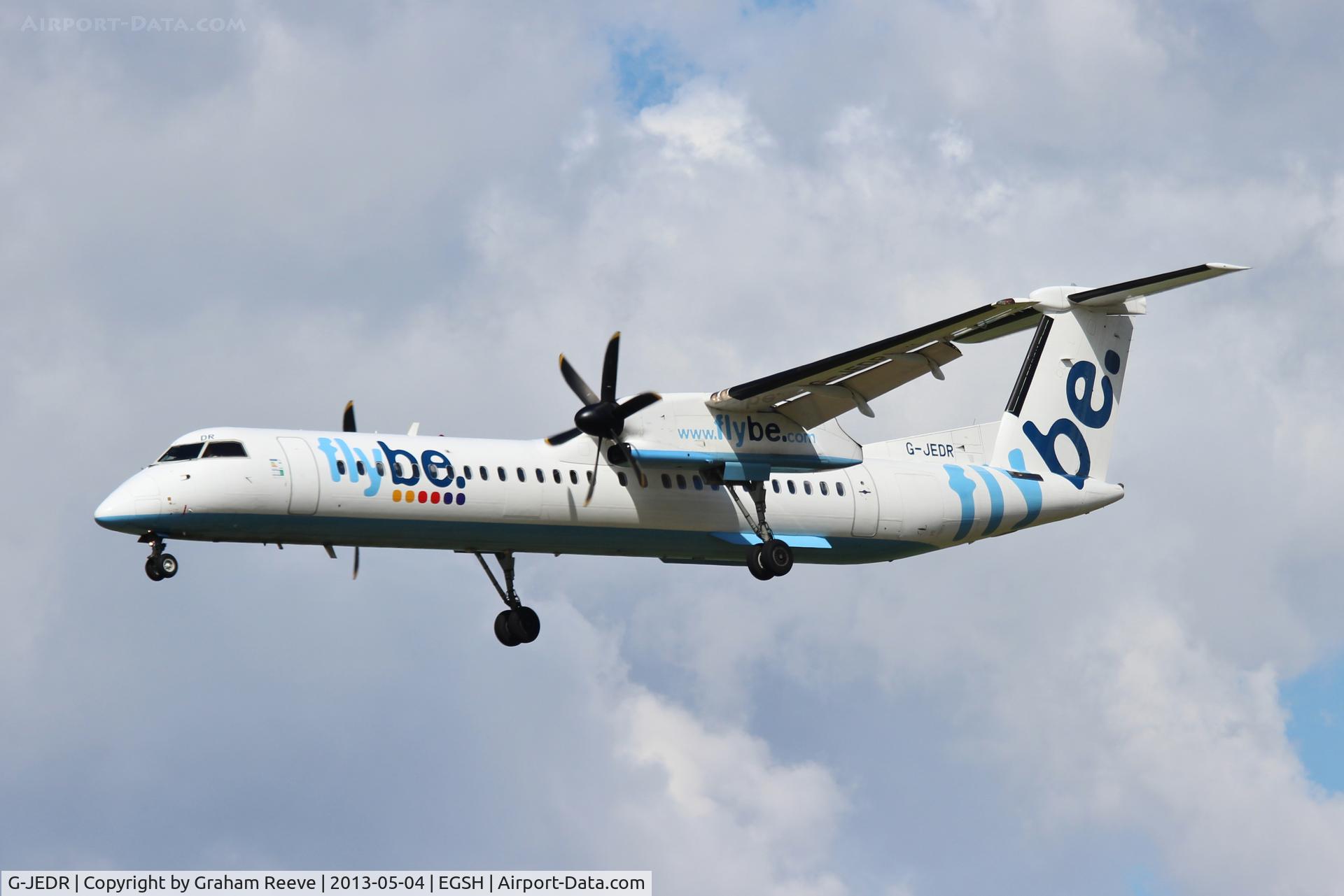 G-JEDR, 2003 De Havilland Canada DHC-8-402Q Dash 8 C/N 4087, About to land.