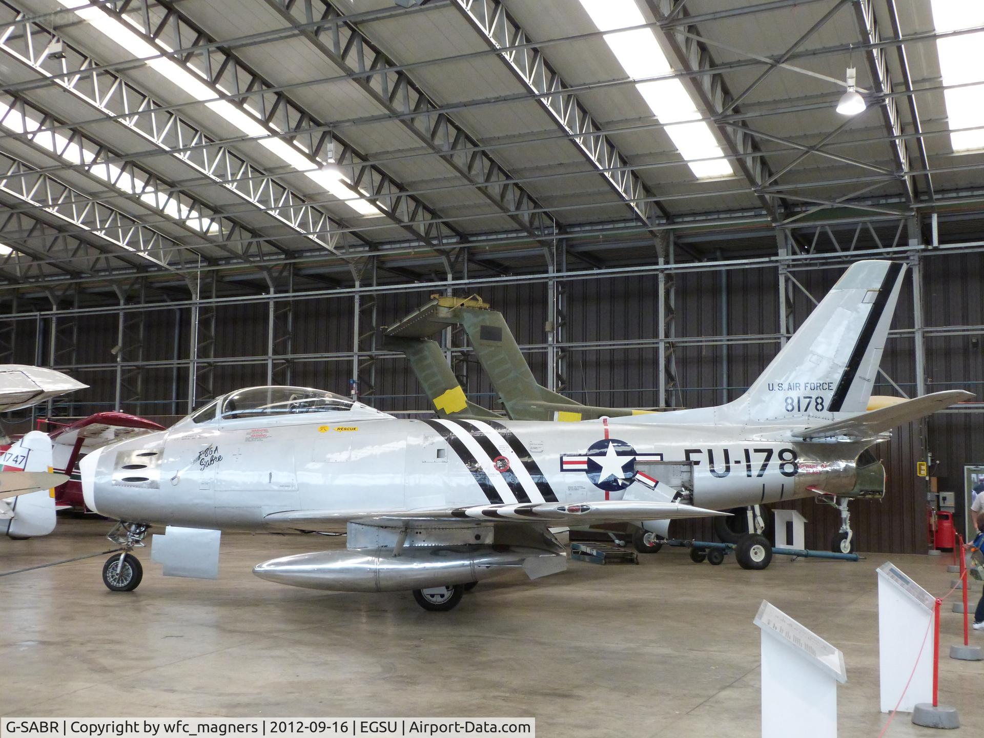 G-SABR, 1948 North American F-86A Sabre C/N 151-083 (151-43547), Golden Apple Operations Ltd.
Hangared at its Duxford base.