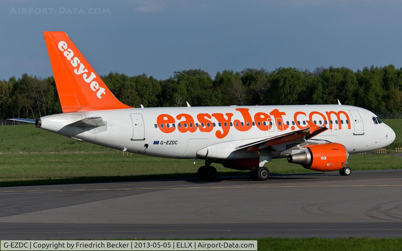 G-EZDC, 2003 Airbus A319-111 C/N 2043, holding point RW24