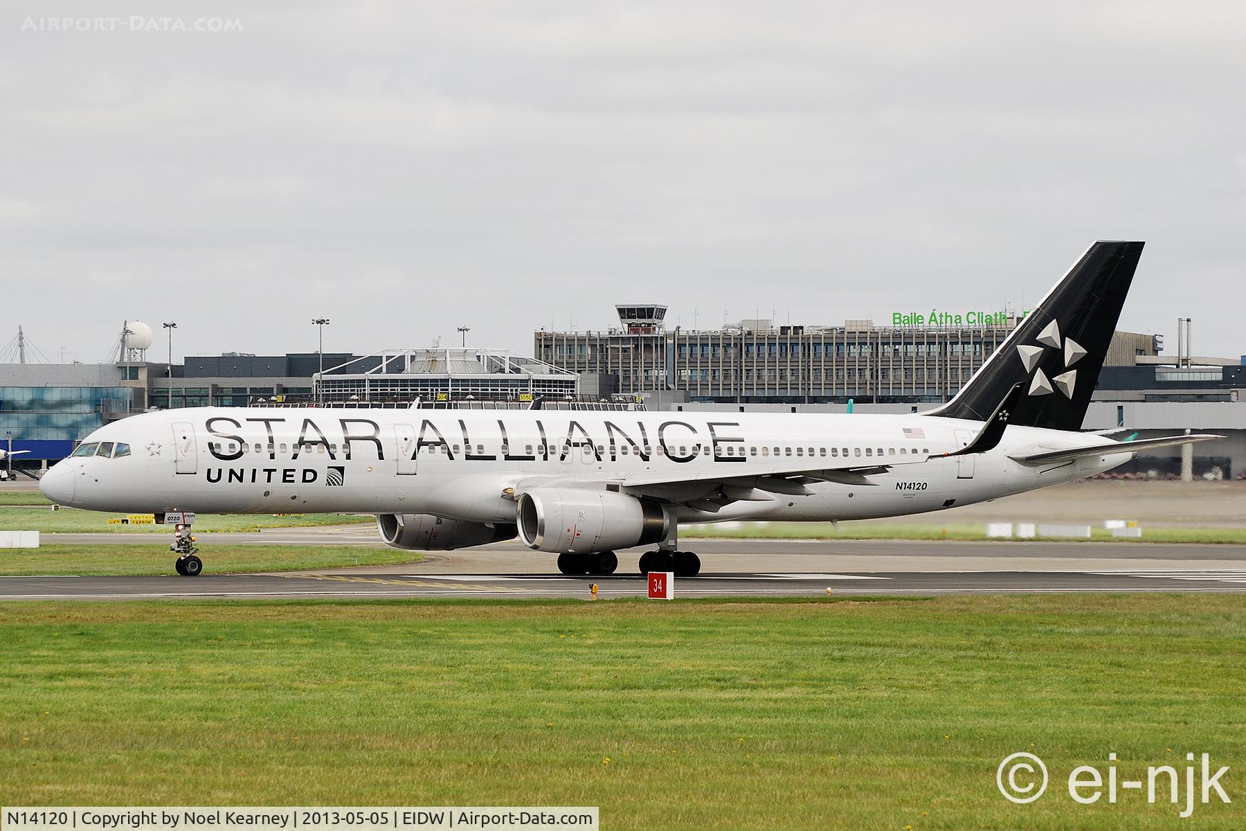 N14120, 1997 Boeing 757-224 C/N 27562, Lined up for departure off Rwy 28 at Dublin.