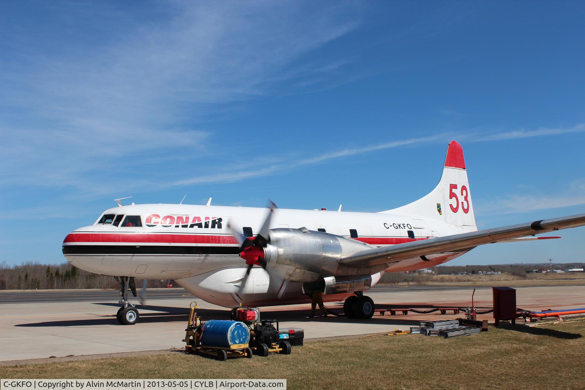 C-GKFO, 1953 Convair CV-580 C/N 78, C-GKFO Conavair 340/580 on practice run.
