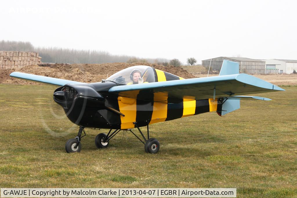 G-AWJE, 1968 Tipsy T-66 Nipper Mk 3 C/N S121, Slingsby T.66 Nipper 3 at The Real Aeroplane Company's Spring Fly-In, Breighton Airfield, April 2013.