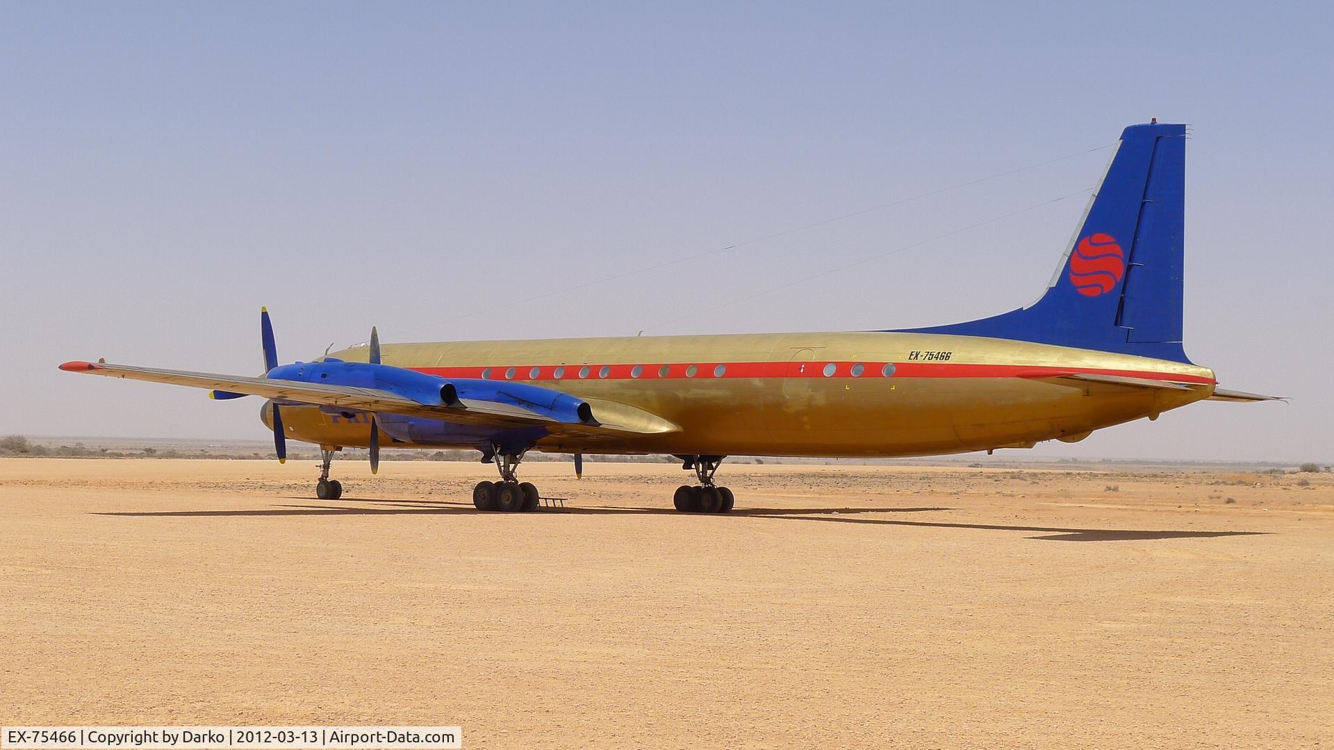 EX-75466, 1967 Ilyushin Il-18GrM C/N 187010403, Il-18 seen in Somalia, Garowe airport, March 2012.