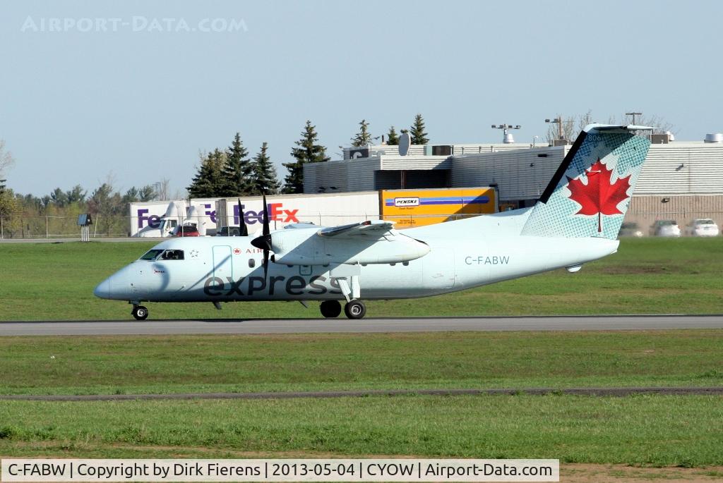 C-FABW, 1988 De Havilland Canada DHC-8-102 Dash 8 C/N 097, Leaving rwy 25  at Ottawa a.p.