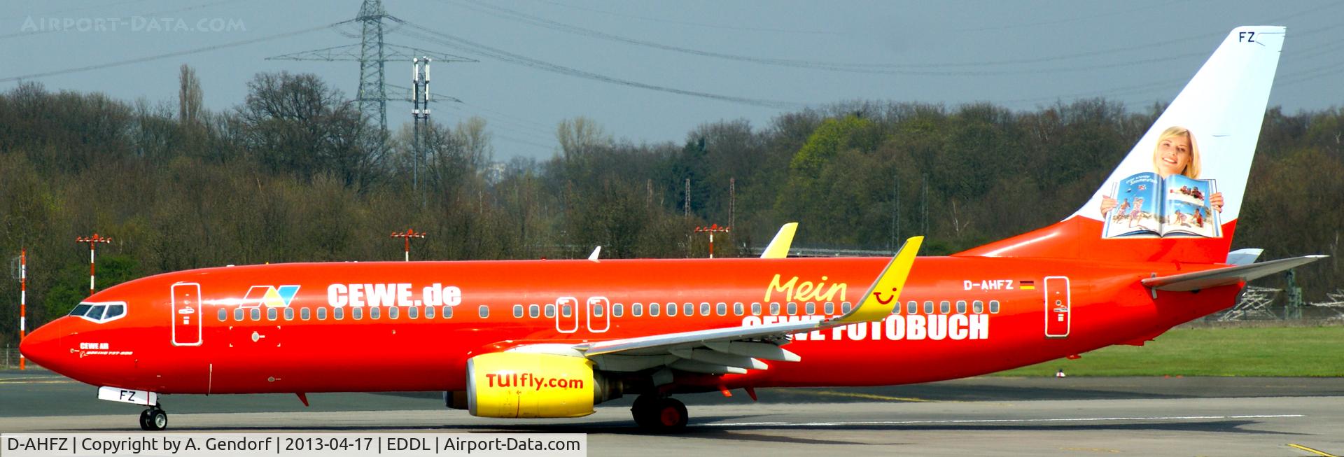 D-AHFZ, 2001 Boeing 737-8K5 C/N 30883, TUifly (Cewe Fotobuch cs.), seen here lining up RWY 23L at Düsseldorf Int´l (EDDL)