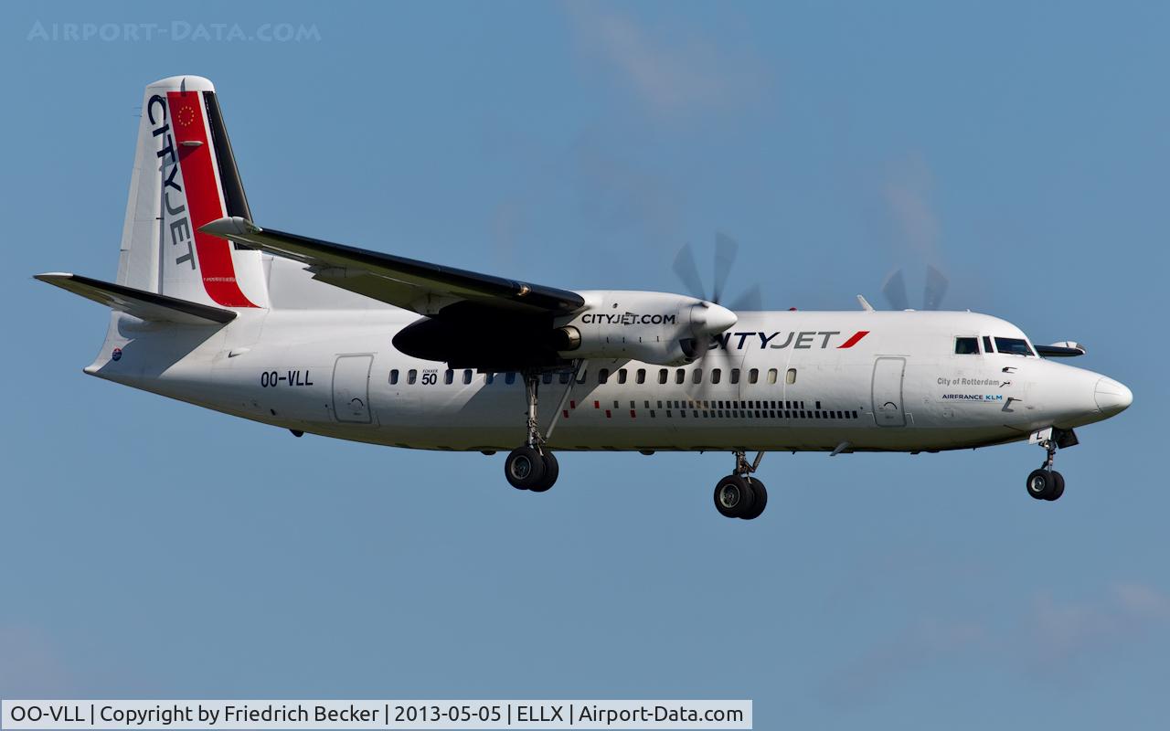 OO-VLL, 1989 Fokker 50 C/N 20144, on final RW24
