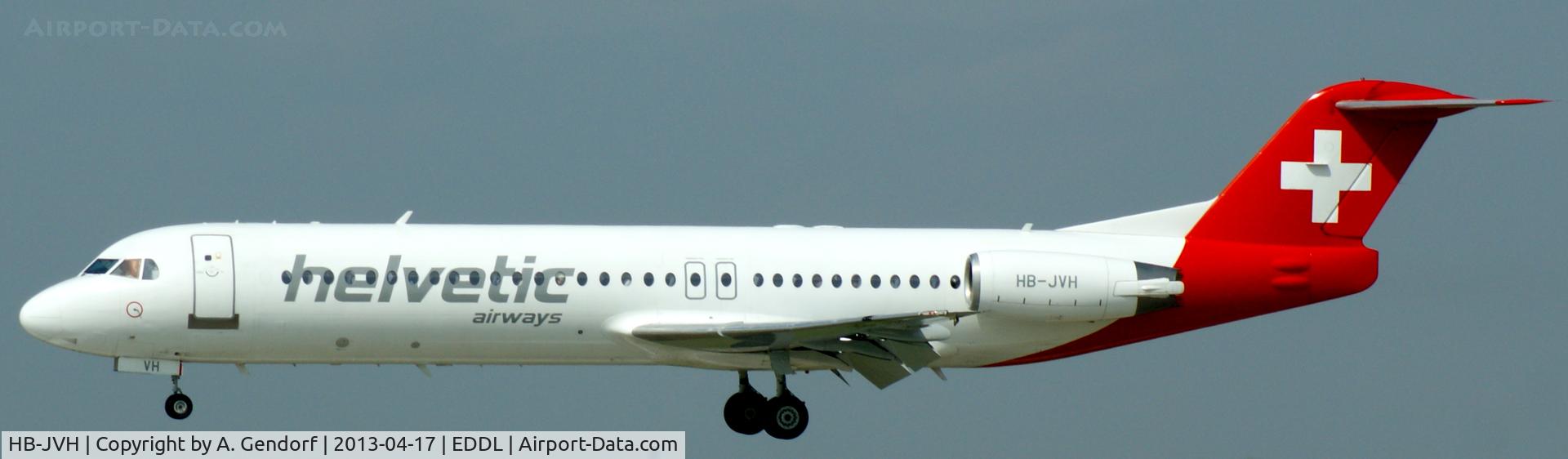 HB-JVH, 1990 Fokker 100 (F-28-0100) C/N 11324, Helvetic, here on final at Düsseldorf Int´l (EDDL)