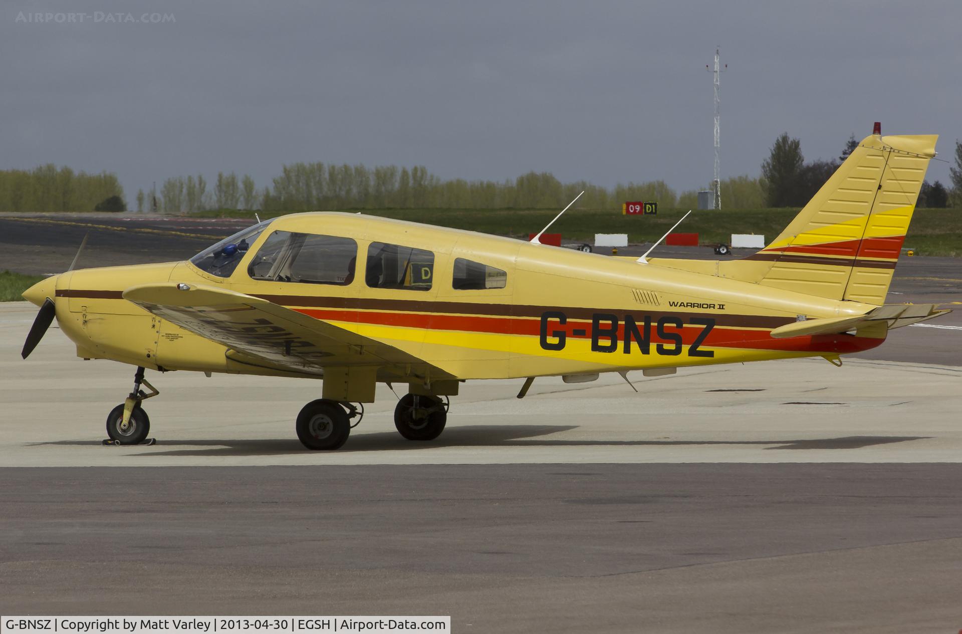 G-BNSZ, 1981 Piper PA-28-161 Cherokee Warrior II C/N 28-8116315, Sat on stand at SaxonAir.