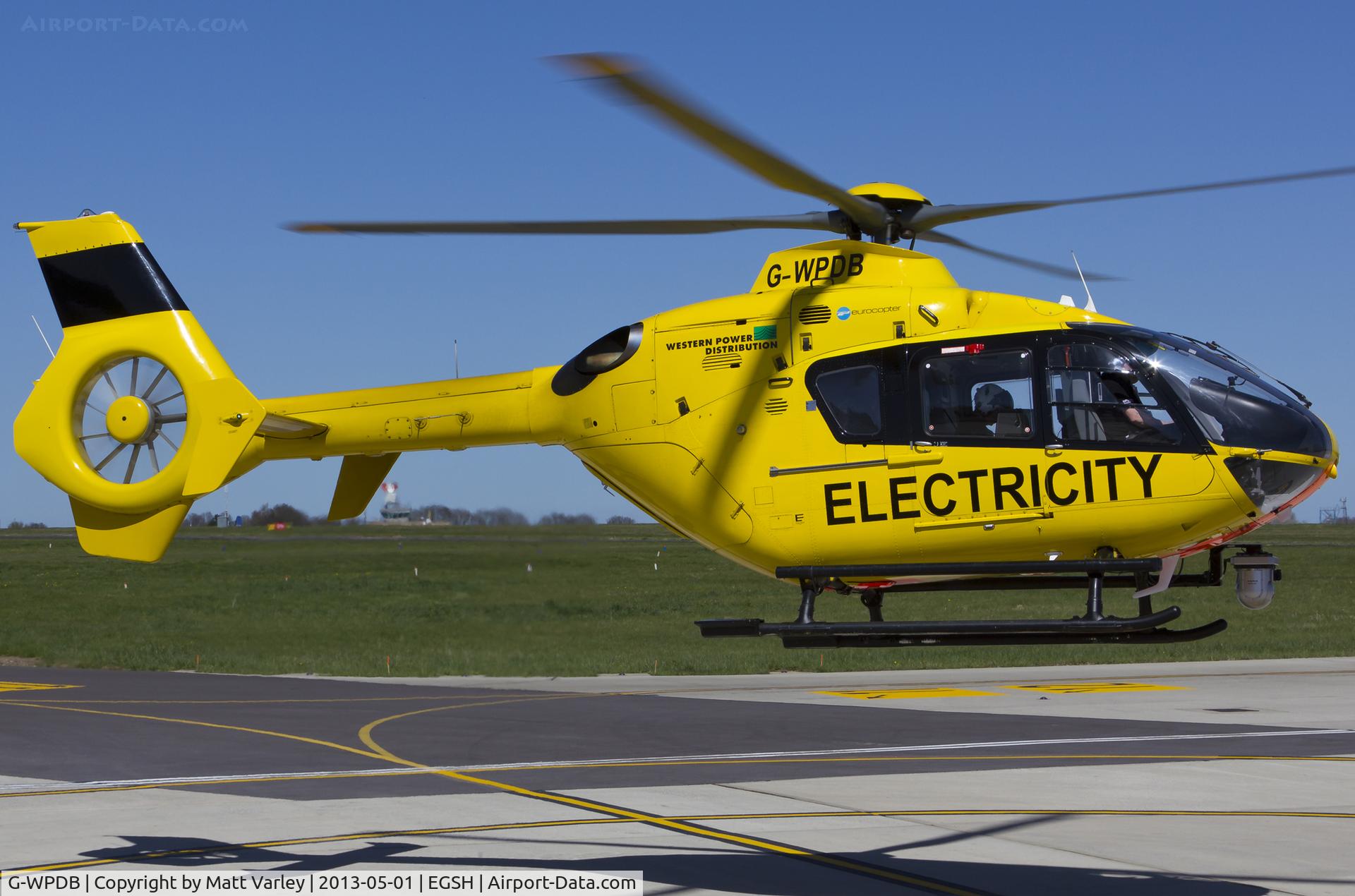 G-WPDB, 1999 Eurocopter EC-135P-1 C/N 0112, Departing SaxonAir.