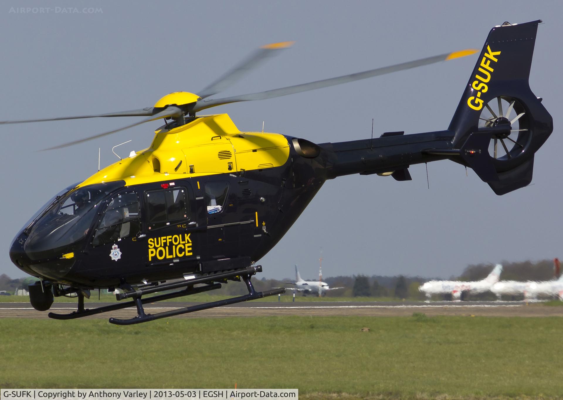 G-SUFK, 2008 Eurocopter EC-135P-2+ C/N 0730, Departing EGSH.