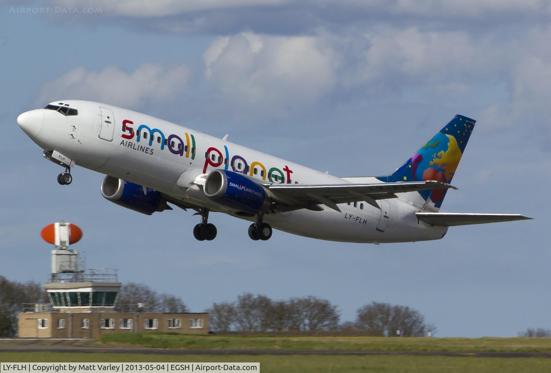 LY-FLH, 1992 Boeing 737-382 C/N 25161, Departing EGSH.