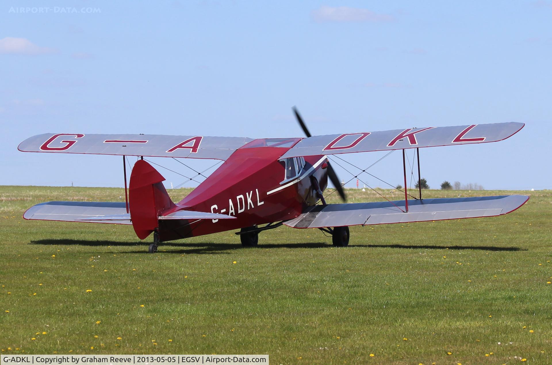G-ADKL, 1935 De Havilland DH.87B Hornet Moth C/N 8035, Departing from Old Buckenham.