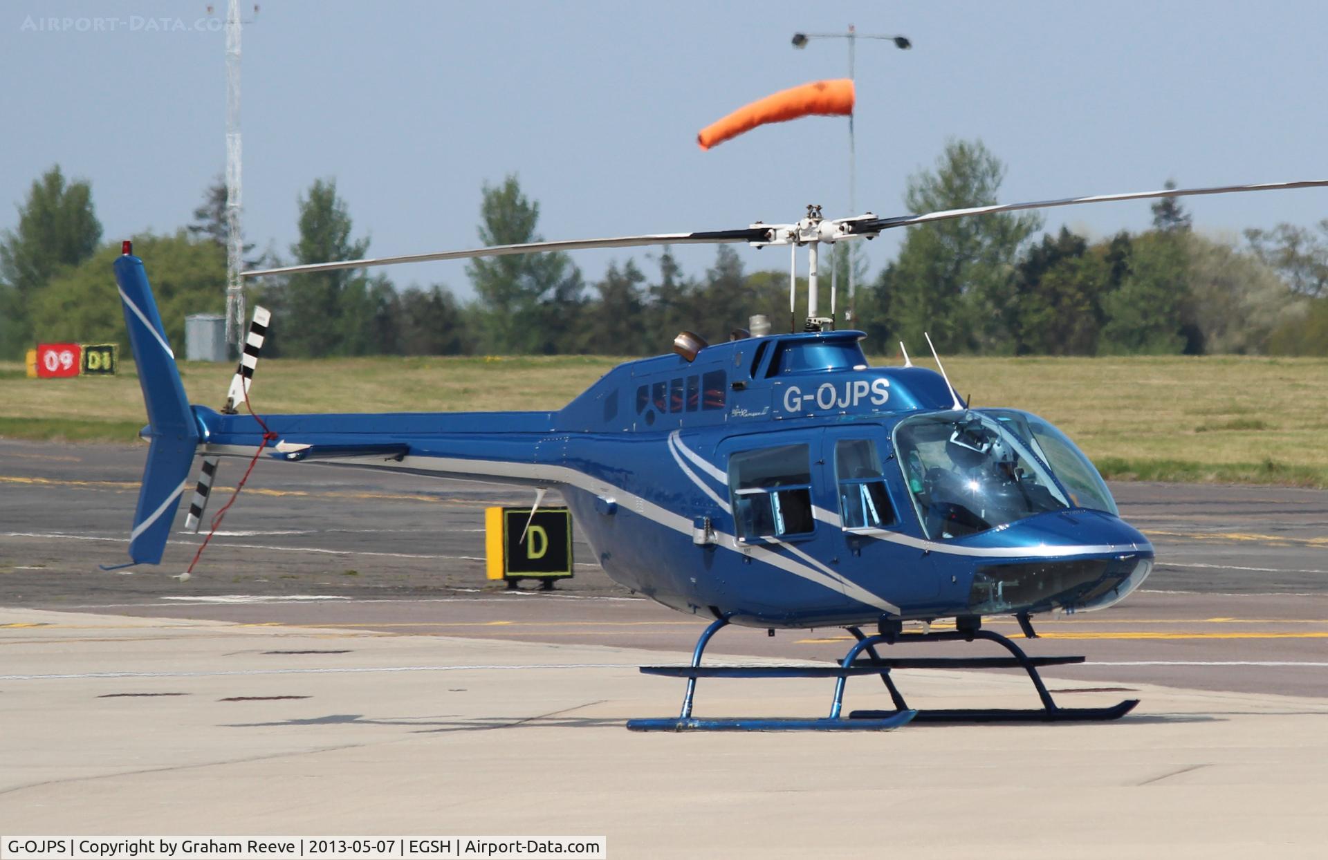 G-OJPS, 1974 Bell 206B JetRanger II C/N 1484, Parked at Norwich.