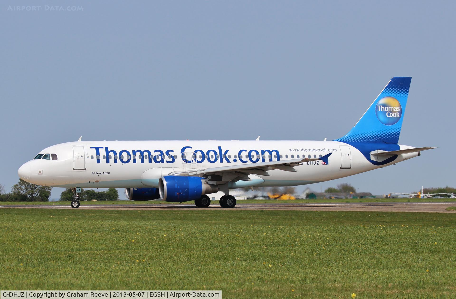 G-DHJZ, 2003 Airbus A320-214 C/N 1965, About to depart.