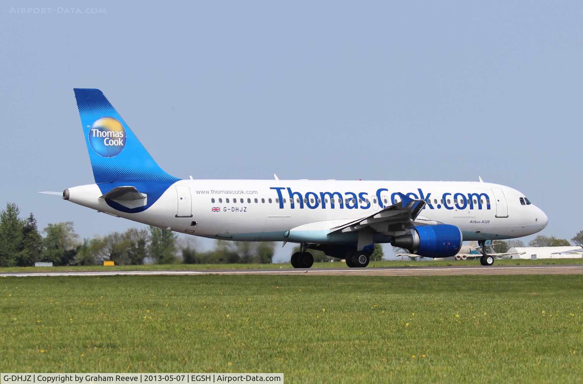 G-DHJZ, 2003 Airbus A320-214 C/N 1965, About to depart on 09.