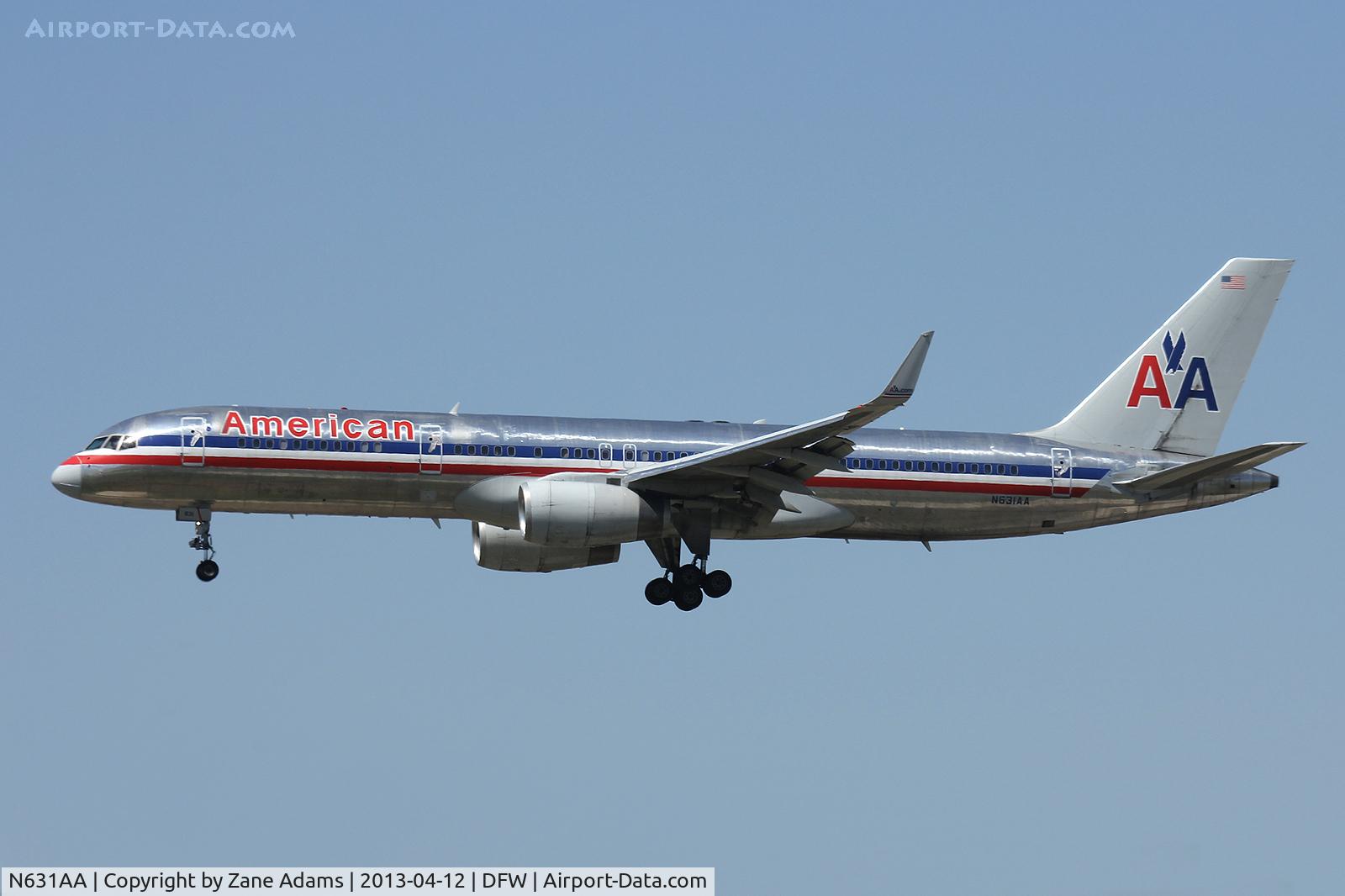 N631AA, 1990 Boeing 757-223 C/N 24589, American Airlines landing at DFW Airport