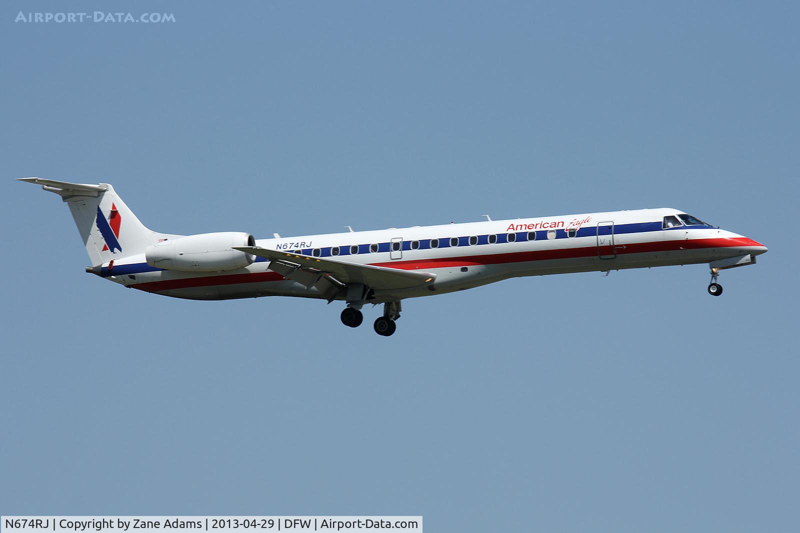 N674RJ, 2004 Embraer ERJ-145LR (EMB-145LR) C/N 14500801, American Eagle landing at DFW Airport