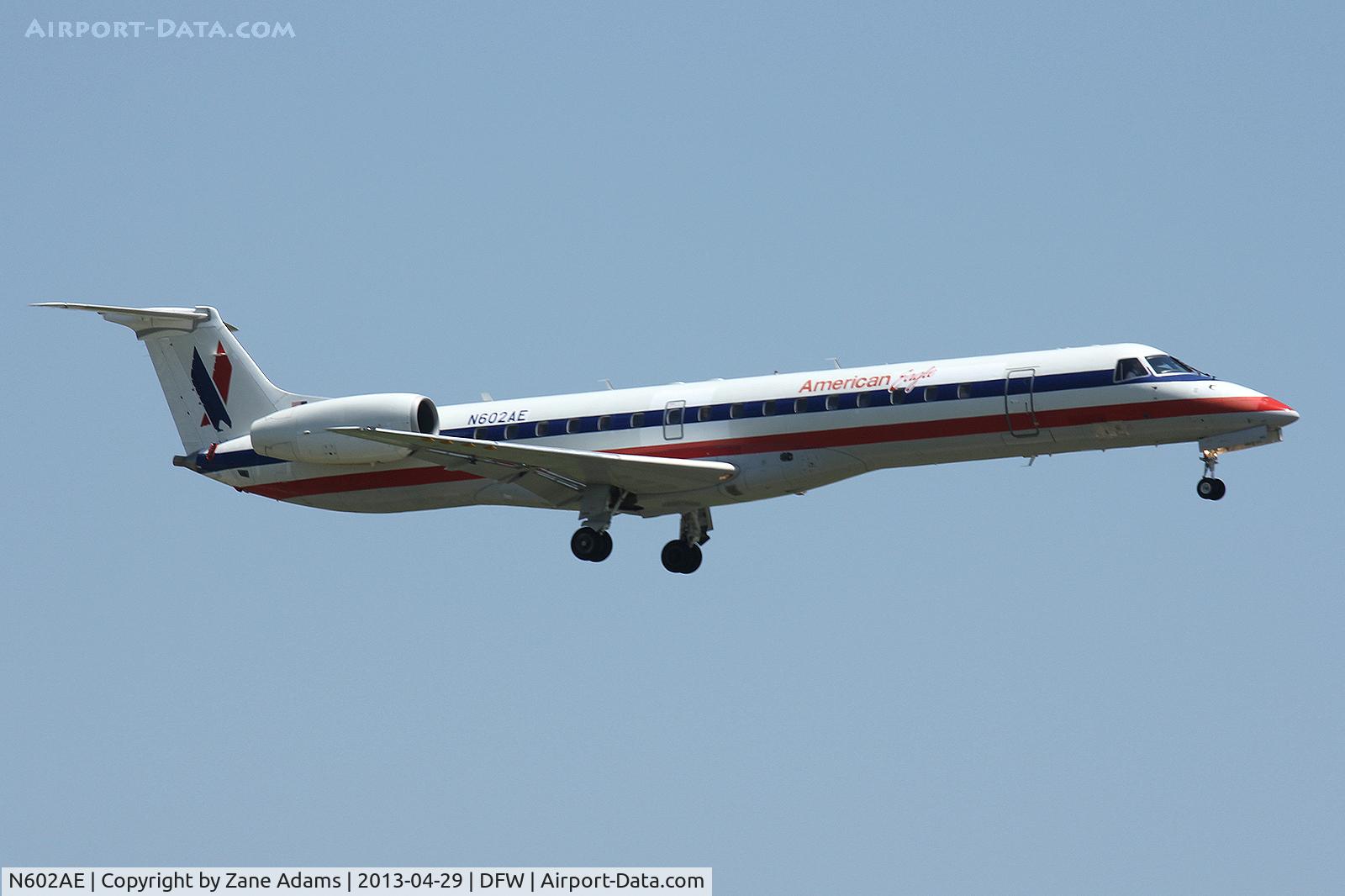 N602AE, 1998 Embraer ERJ-145LR (EMB-145LR) C/N 145048, American Eagle landing at DFW Airport