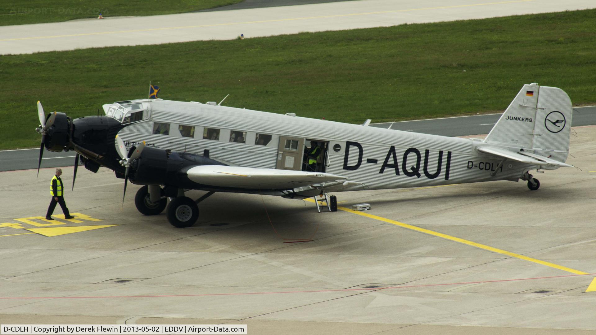D-CDLH, 1936 Junkers Ju-52/3m C/N 130714, Oldest airworthy Ju, in historic Deutsche Luft Hansa colors as D-AQUI (the livery this plane wore in 1936), P&W-engines, now with 3-blades propellers, til 1984 known as Iron Annie N52JU