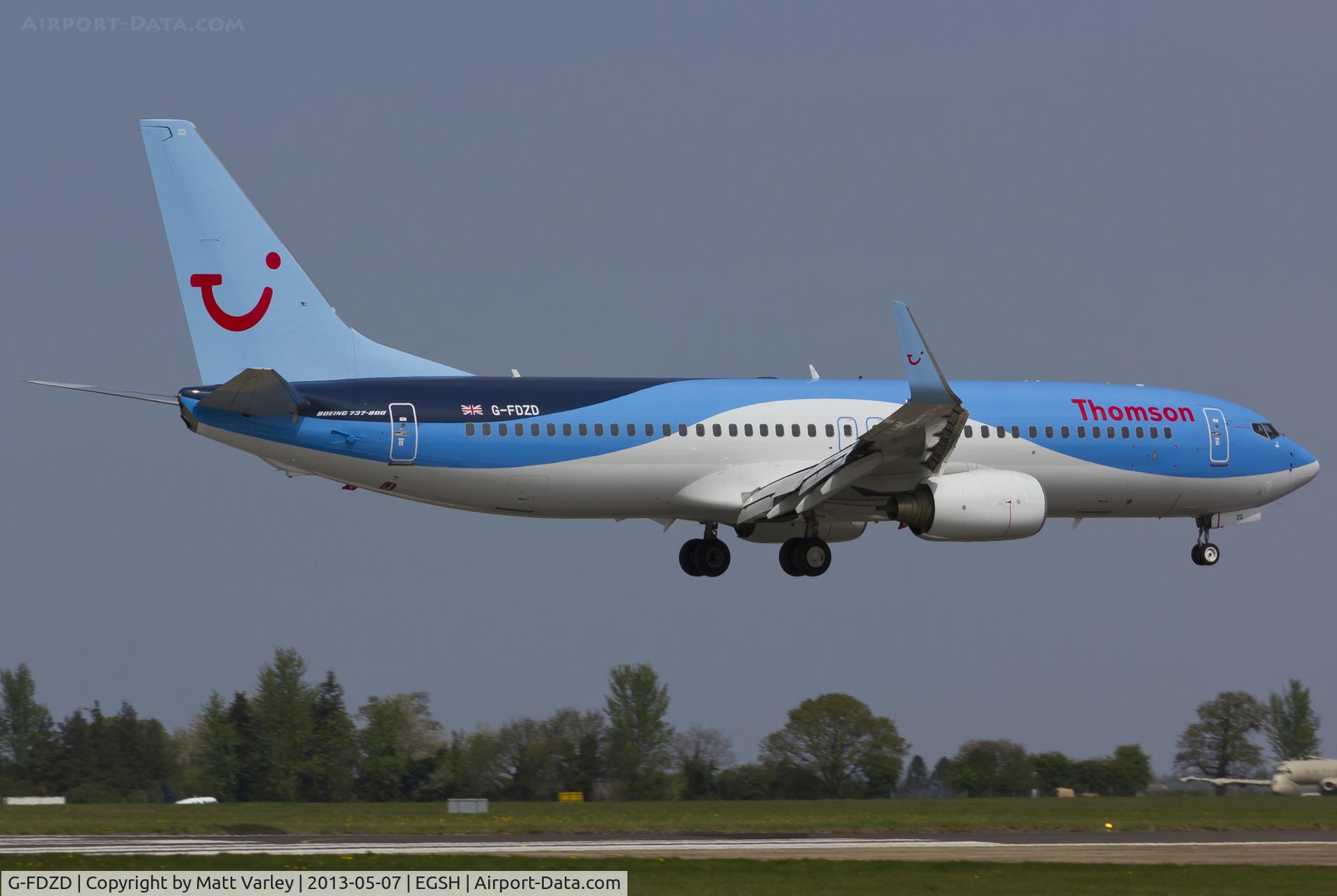 G-FDZD, 2007 Boeing 737-8K5 C/N 35132, Arriving at EGSH.