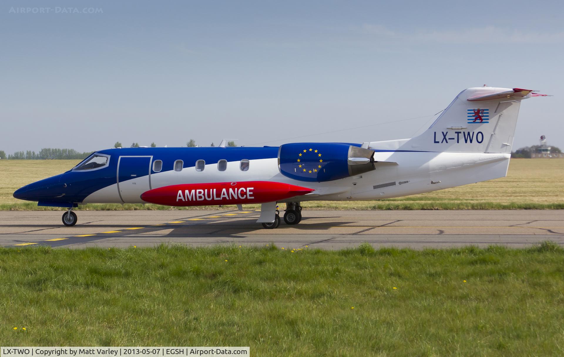LX-TWO, 1986 Learjet 35A C/N 35-628, Arriving at SaxonAir.