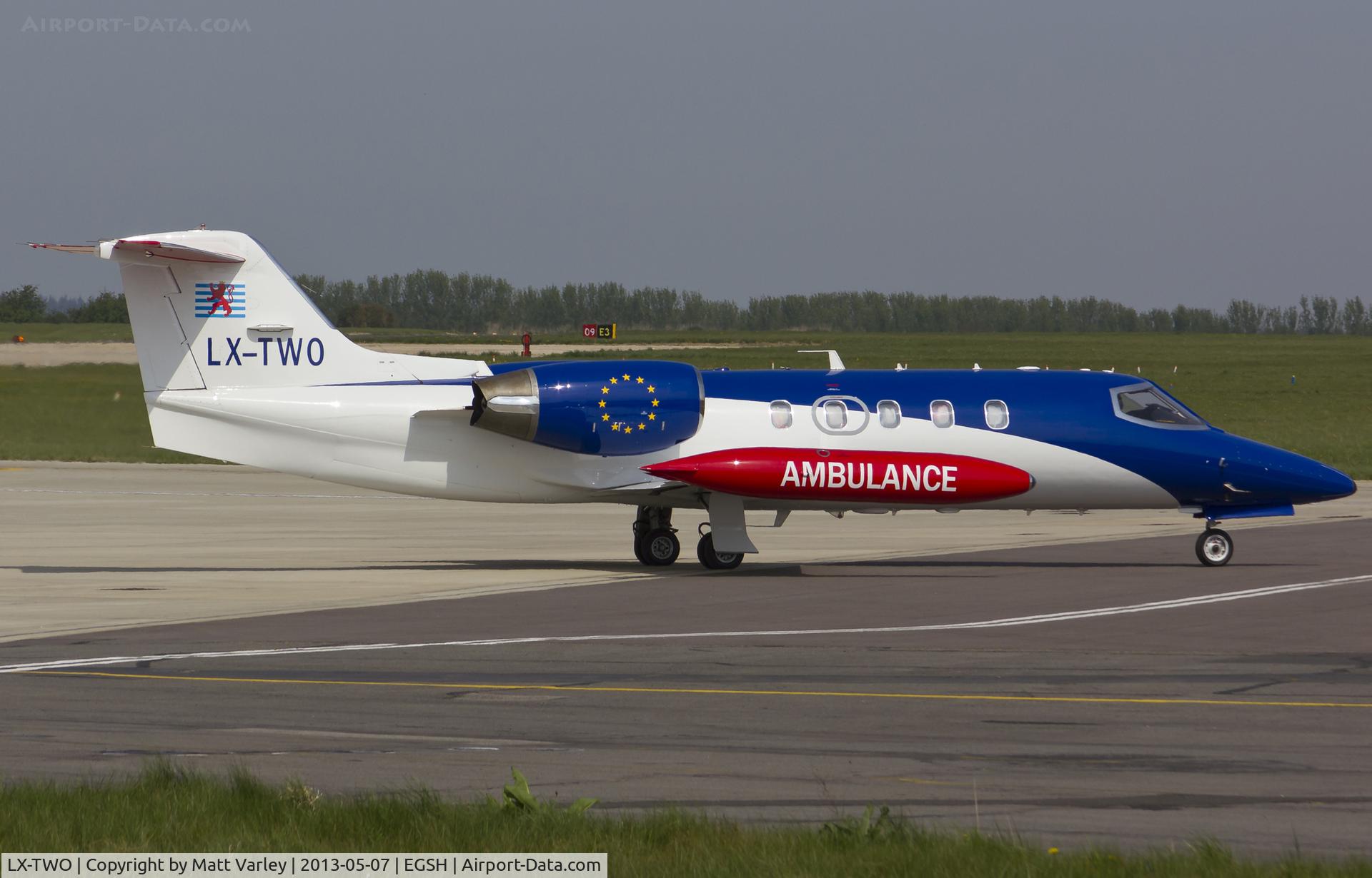 LX-TWO, 1986 Learjet 35A C/N 35-628, Departing SaxonAir.